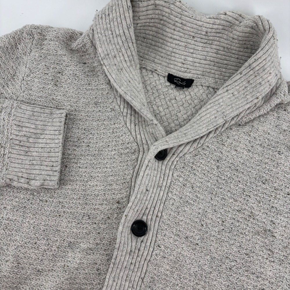 Rails Shawl‎ Collar Cardigan Mens Large Natural Oat Cotton Blend Knit Poetcore